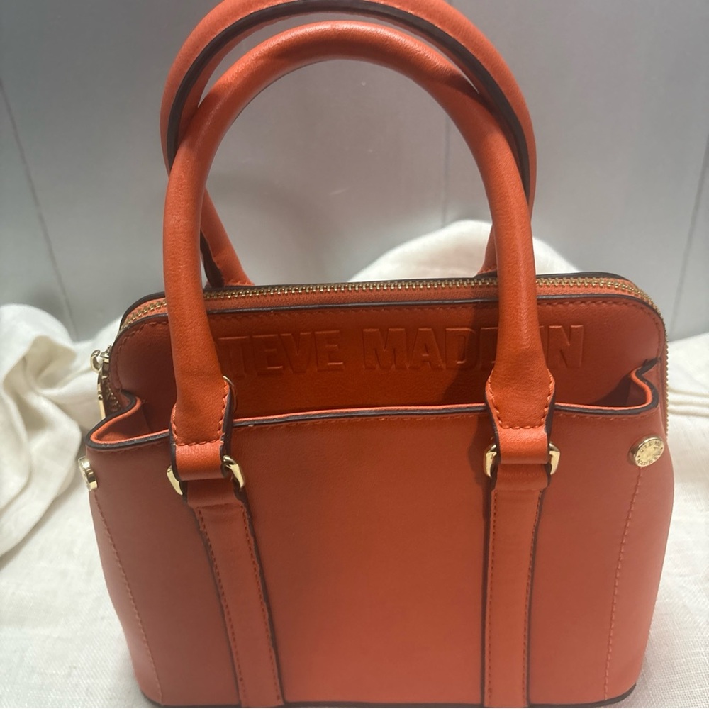 Steve Madden Orange Leather Top-Handle Satchel